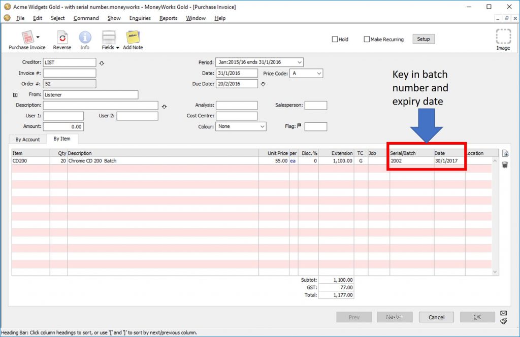 Purchase with batch and expiry tracking