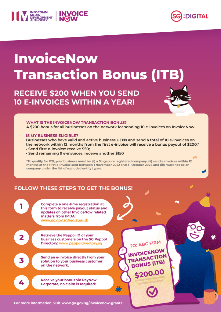InvoiceNOW Transactional Bonus (PEPPOL EInvoice)